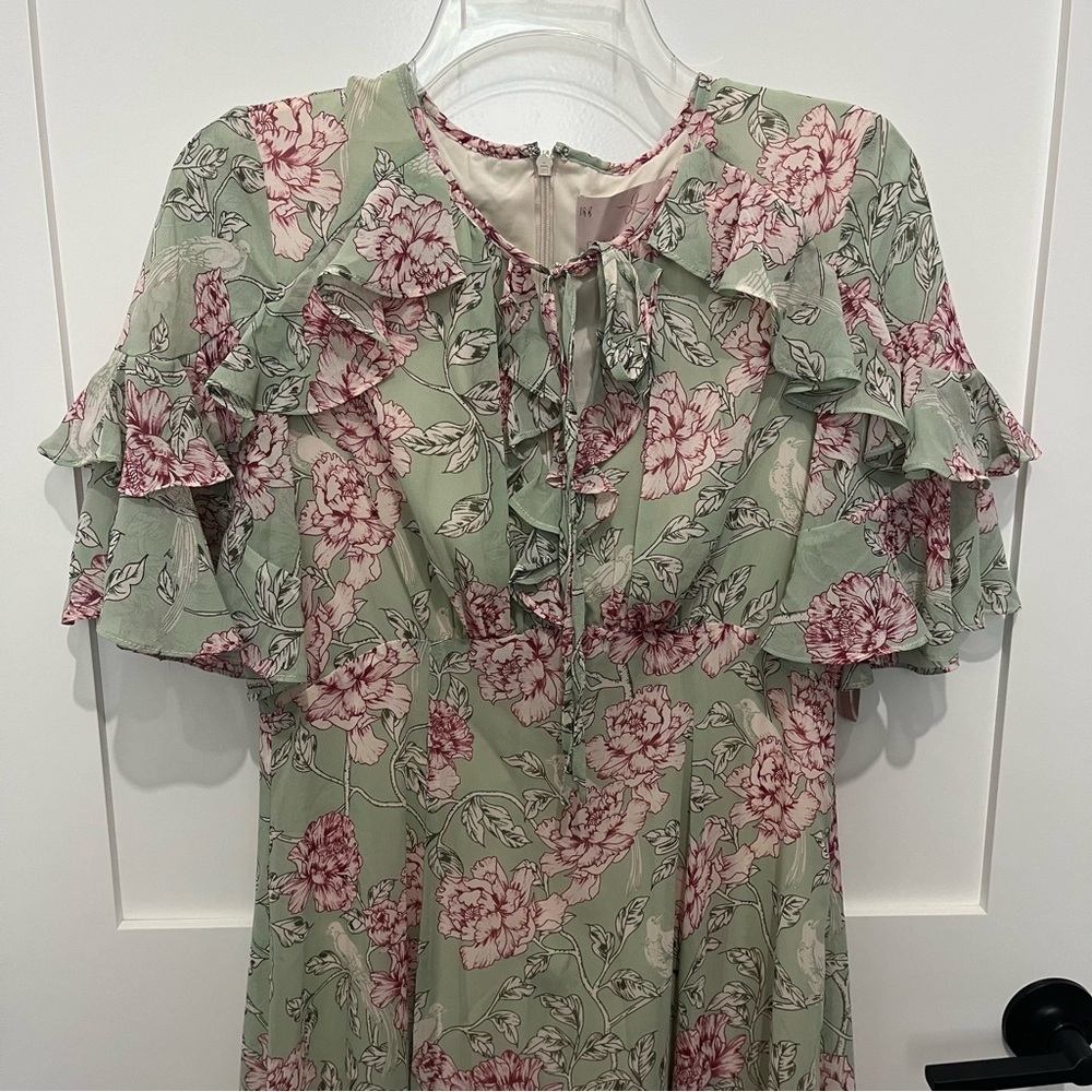 NWT Gal Meets Glam 8 Shelby Mint Green Floral Maxi Dress Ruffle Feminine - Picture 6 of 7